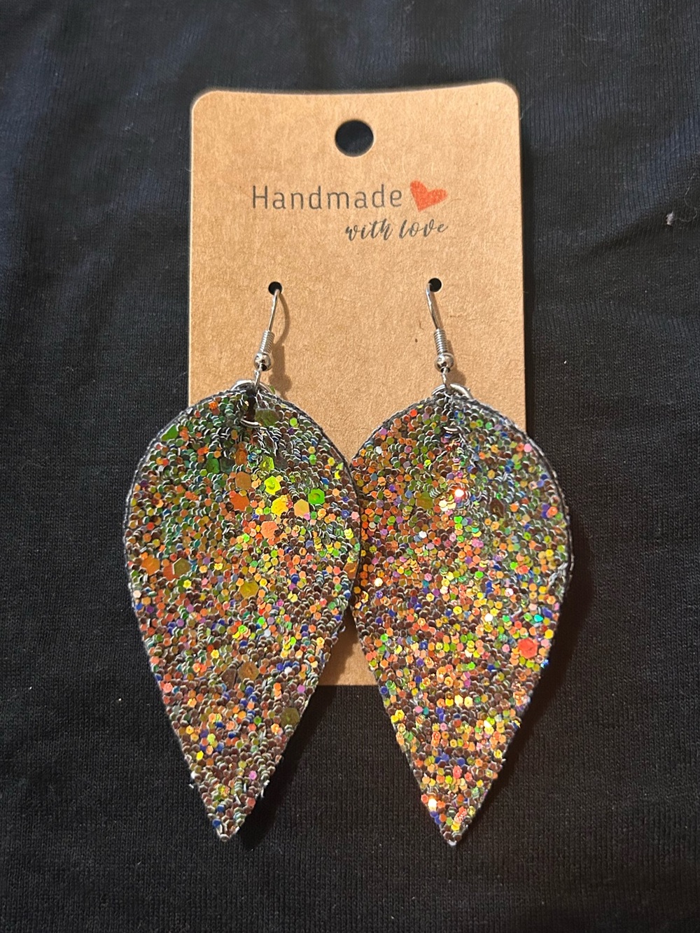 Handmade Multicolor Sparkle Teardrop Earrings -